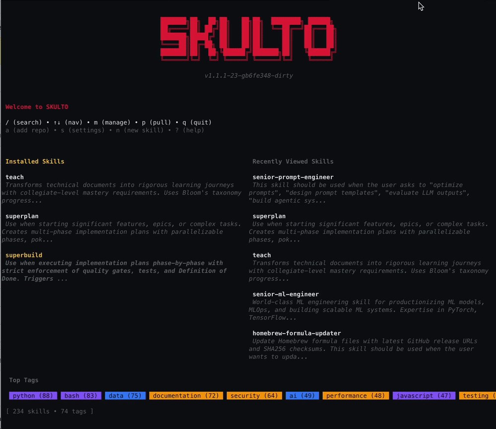 Skulto manage skill locations demo